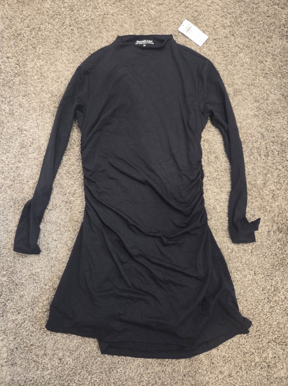 Abercrombie & Fitch Black Long-Sleeve Mockneck Mini Dress